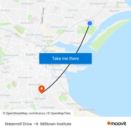 Watermill Drive to Milltown Institute map