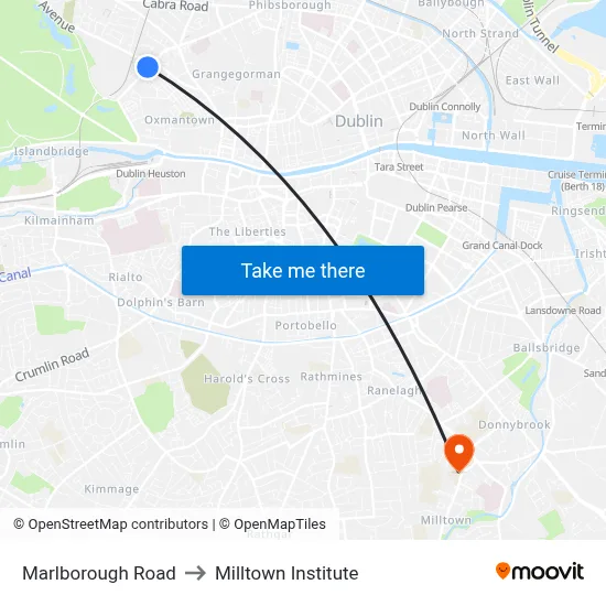 Marlborough Road to Milltown Institute map