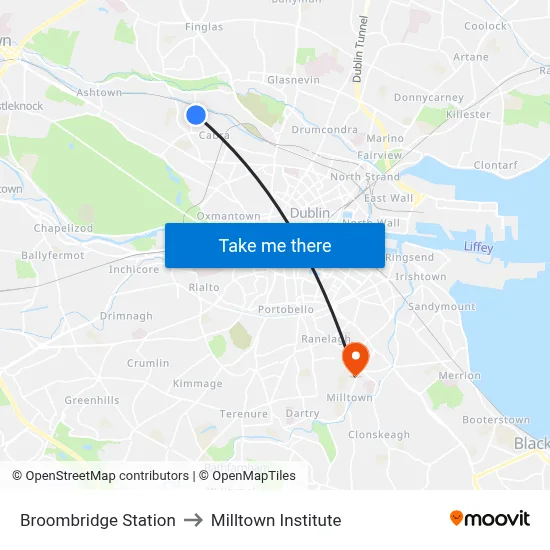 Broombridge Station to Milltown Institute map