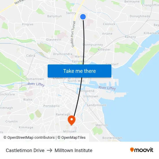 Castletimon Drive to Milltown Institute map