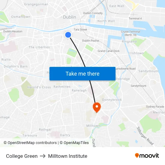 College Green to Milltown Institute map