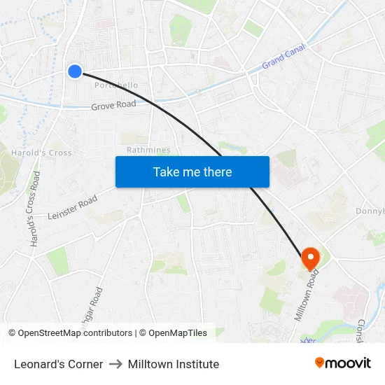 Leonard's Corner to Milltown Institute map