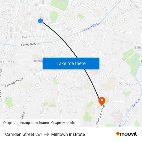 Camden Street Lwr to Milltown Institute map