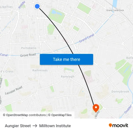 Aungier Street to Milltown Institute map