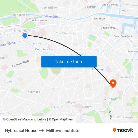 Hybreasal House to Milltown Institute map