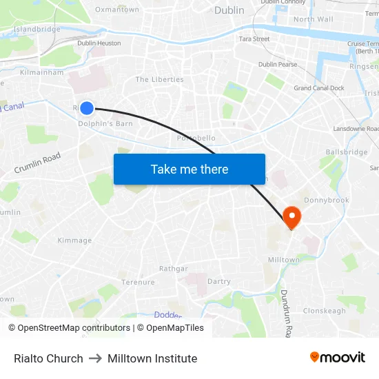 Rialto Church to Milltown Institute map
