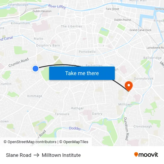 Slane Road to Milltown Institute map