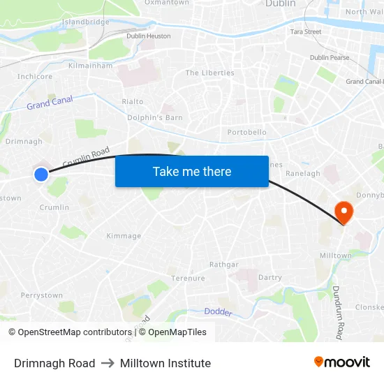 Drimnagh Road to Milltown Institute map