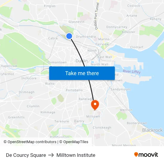 De Courcy Square to Milltown Institute map