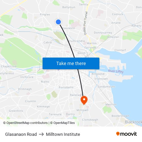 Glasanaon Road to Milltown Institute map