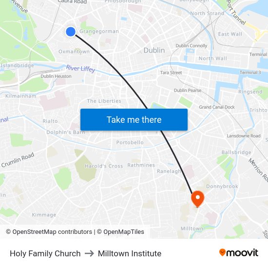 Holy Family Church to Milltown Institute map