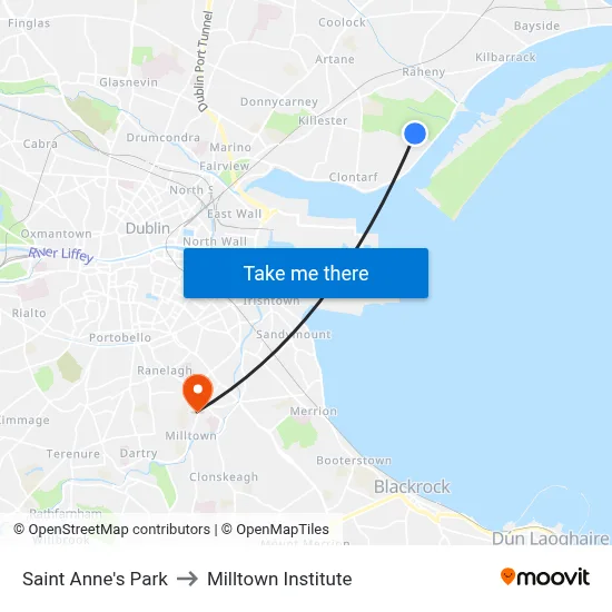 Saint Anne's Park to Milltown Institute map
