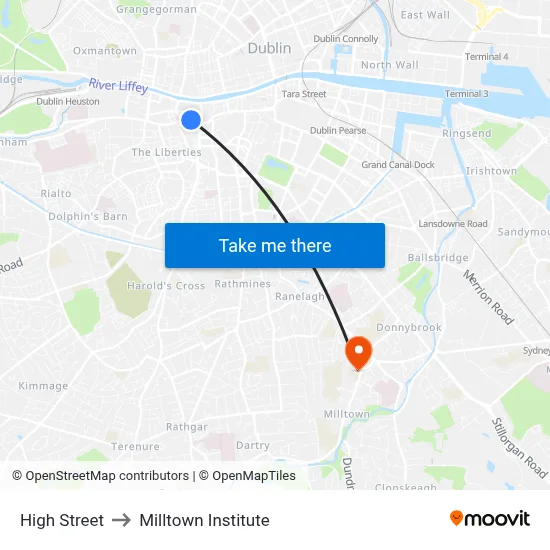 High Street to Milltown Institute map