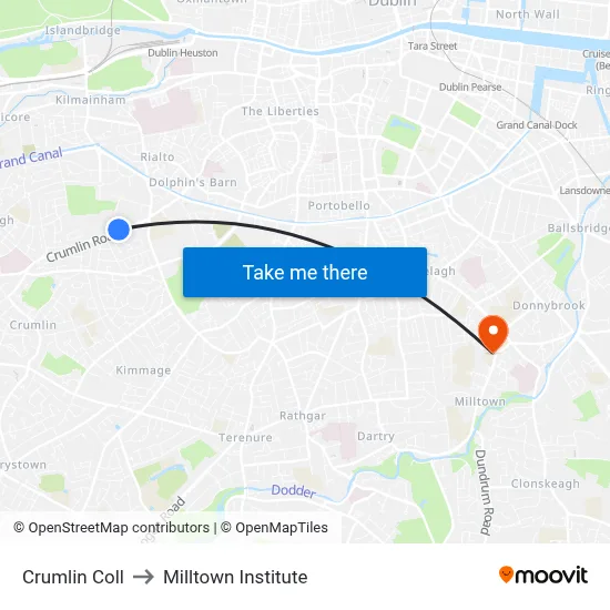 Crumlin Coll to Milltown Institute map