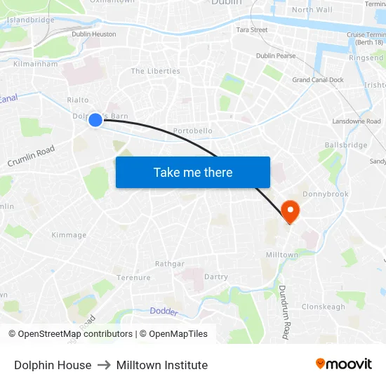 Dolphin House to Milltown Institute map