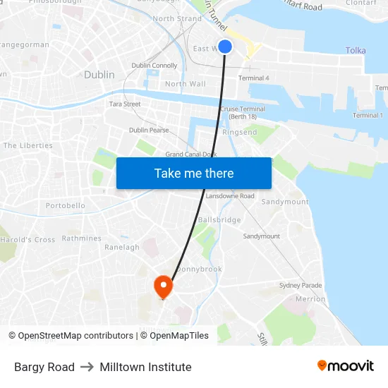 Bargy Road to Milltown Institute map