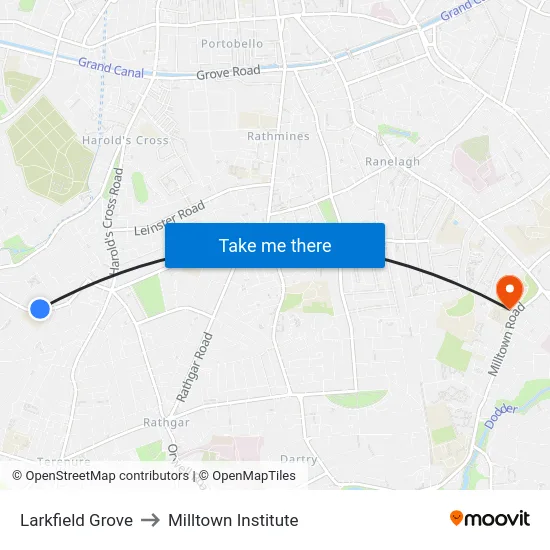 Larkfield Grove to Milltown Institute map