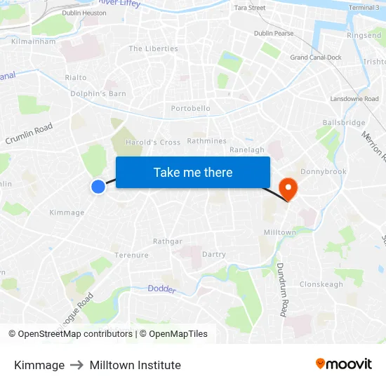 Kimmage to Milltown Institute map