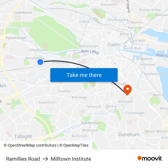 Ramillies Road to Milltown Institute map