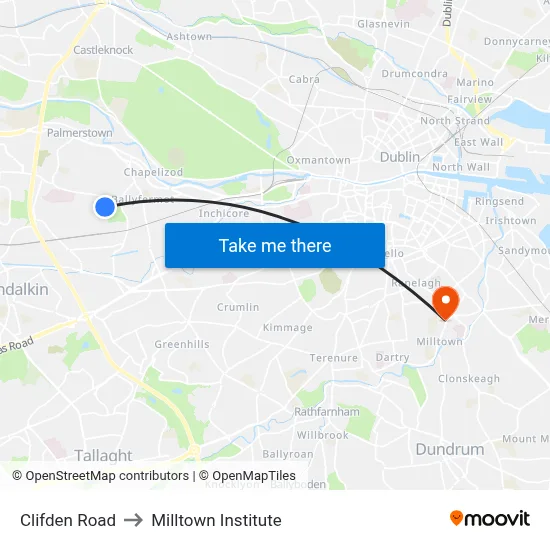 Clifden Road to Milltown Institute map