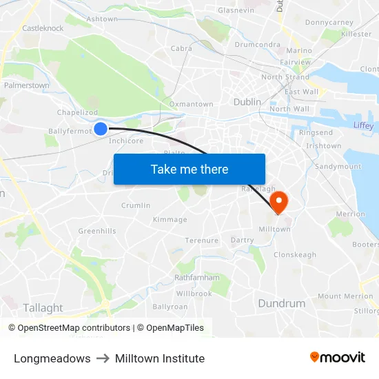 Longmeadows to Milltown Institute map