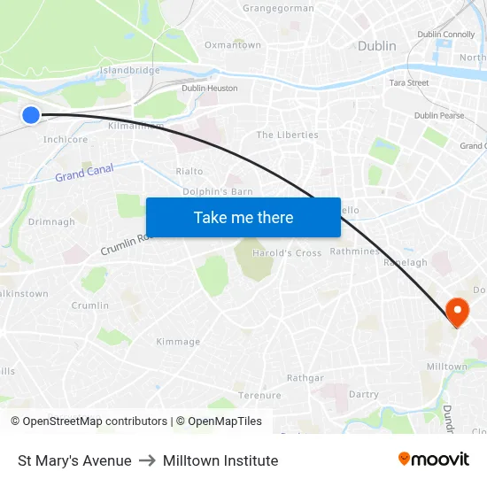 St Mary's Avenue to Milltown Institute map