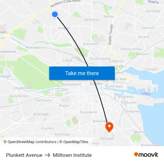 Plunkett Avenue to Milltown Institute map
