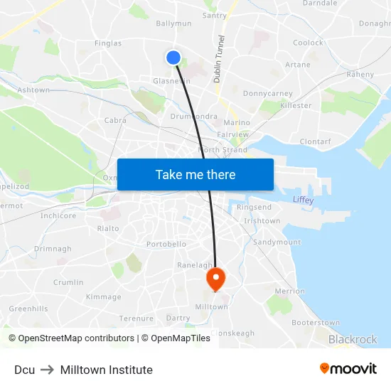 Dcu to Milltown Institute map