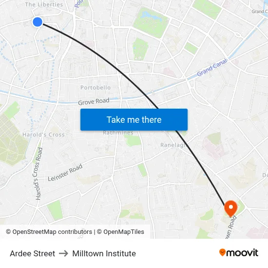 Ardee Street to Milltown Institute map