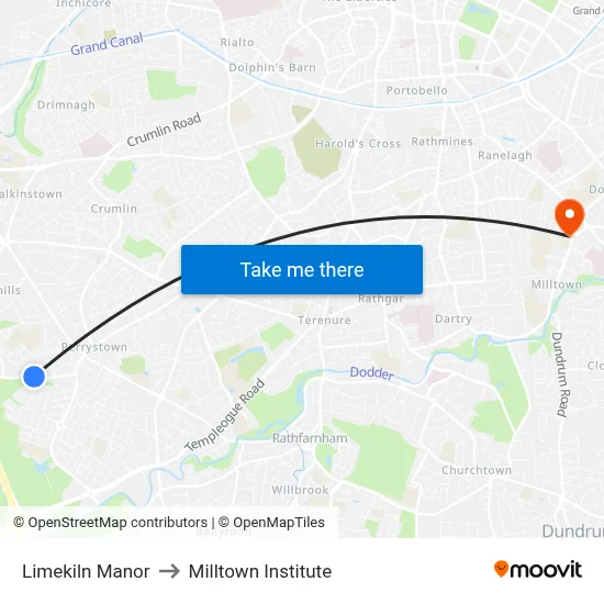 Limekiln Mnr to Milltown Institute map