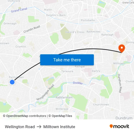 Wellington Road to Milltown Institute map