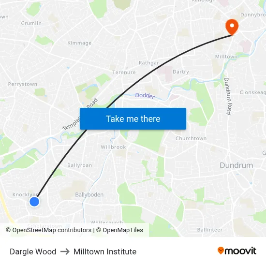 Dargle Wood to Milltown Institute map