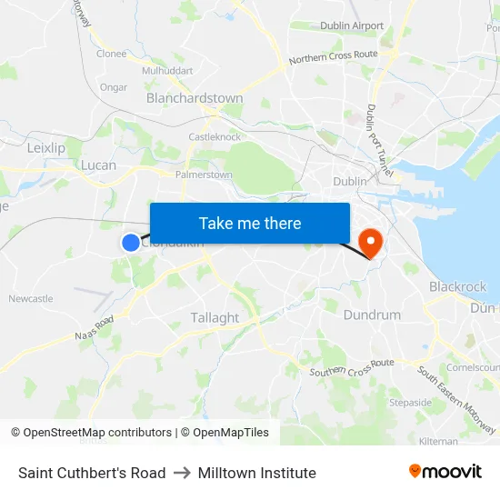 Saint Cuthbert's Road to Milltown Institute map