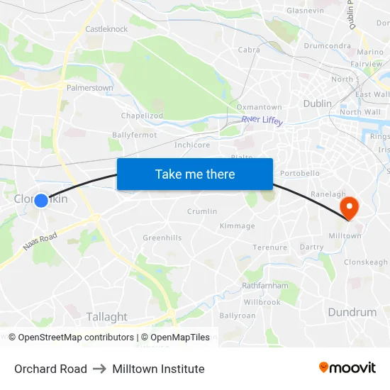 Orchard Road to Milltown Institute map