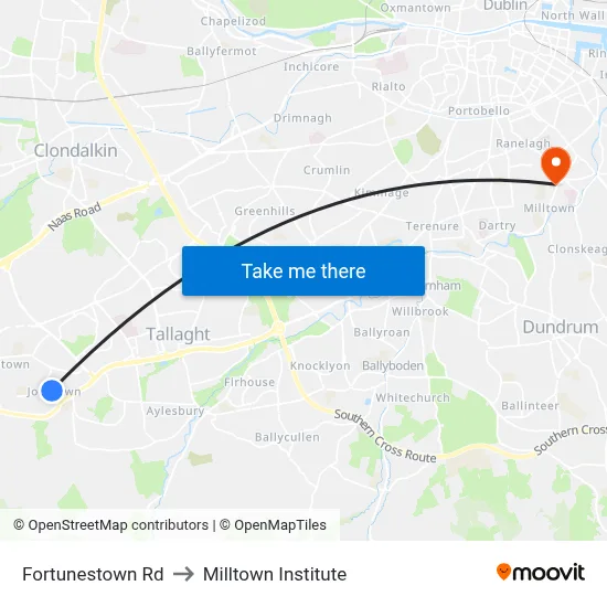 Fortunestown Rd to Milltown Institute map
