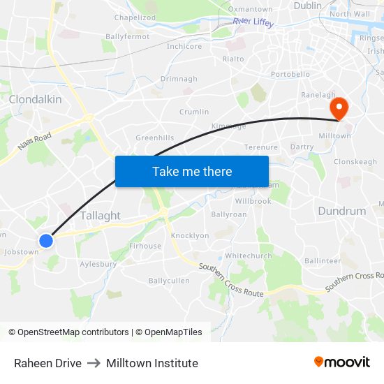 Raheen Drive to Milltown Institute map