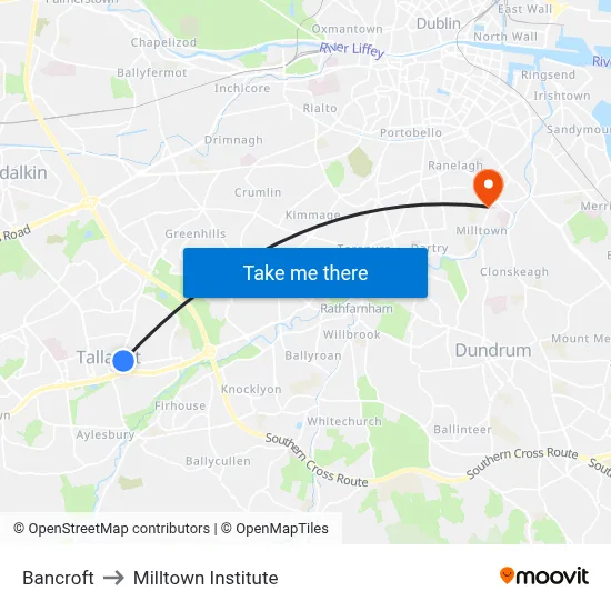Bancroft to Milltown Institute map