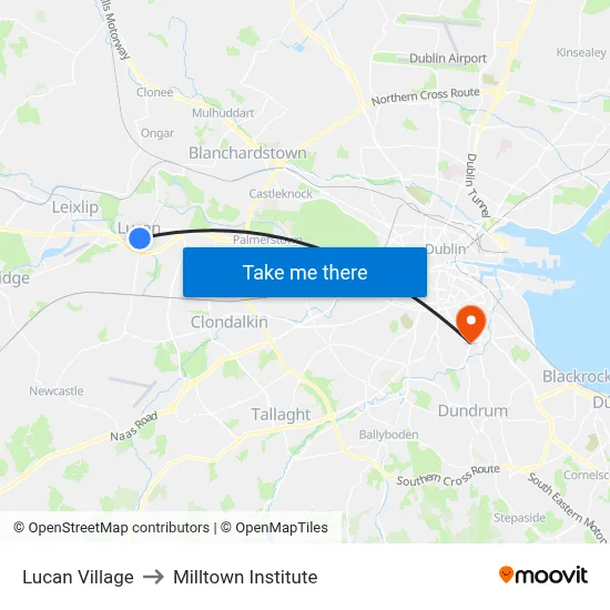 Lucan Village to Milltown Institute map