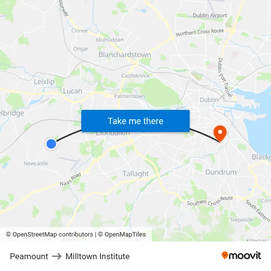 Peamount to Milltown Institute map
