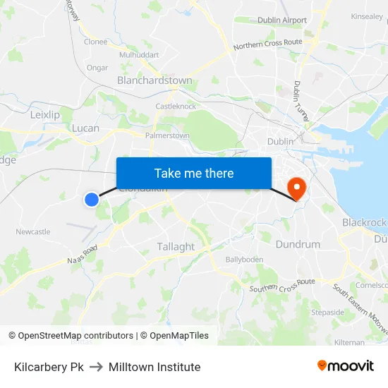 Kilcarbery Pk to Milltown Institute map