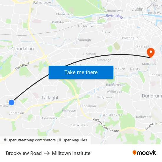 Brookview Road to Milltown Institute map