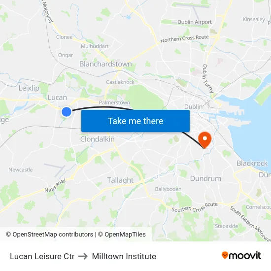 Lucan Leisure Ctr to Milltown Institute map