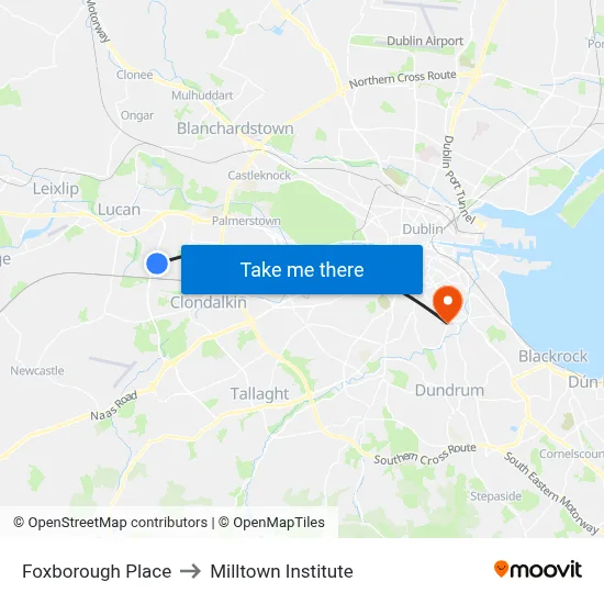 Foxborough Place to Milltown Institute map