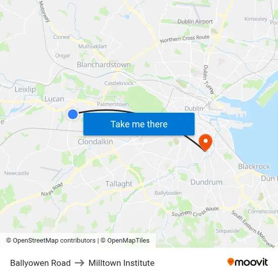 Ballyowen Road to Milltown Institute map