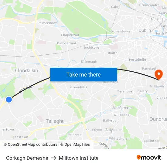 Corkagh Demesne to Milltown Institute map