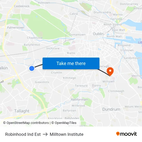 Robinhood Ind Est to Milltown Institute map
