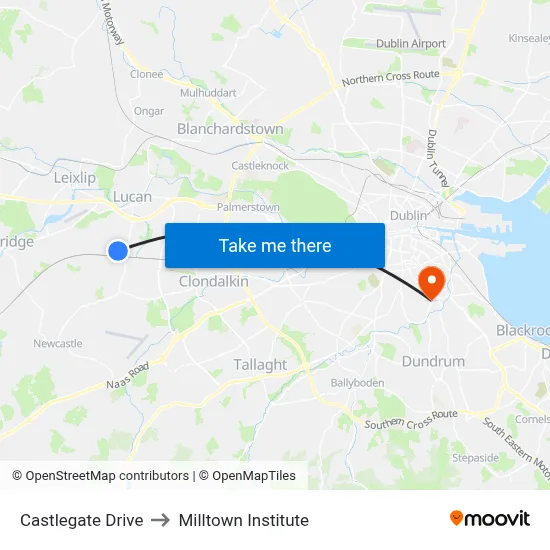 Castlegate Drive to Milltown Institute map