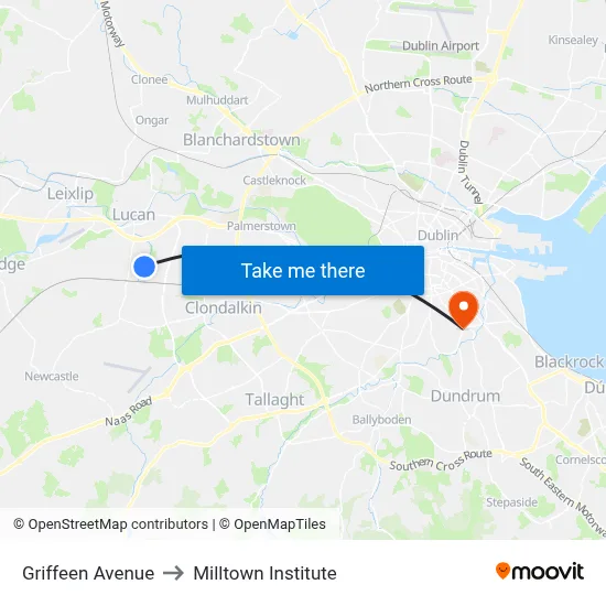 Griffeen Avenue to Milltown Institute map