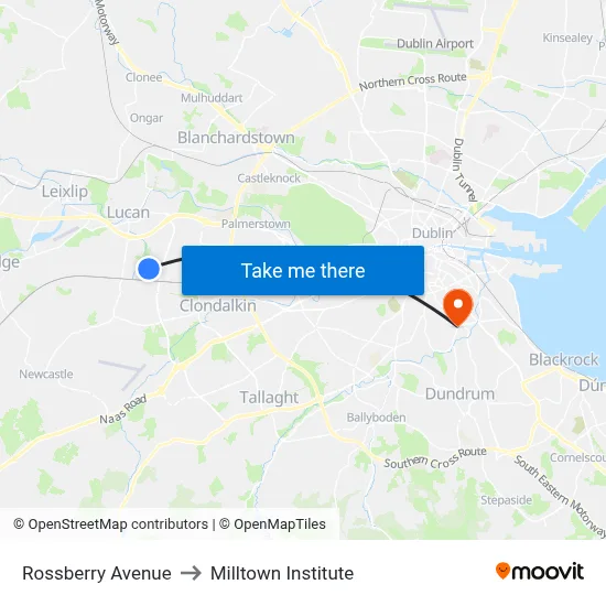 Rossberry Avenue to Milltown Institute map
