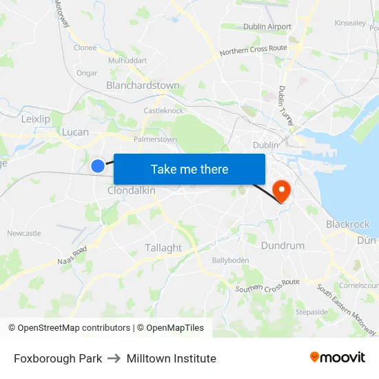 Foxborough Park to Milltown Institute map